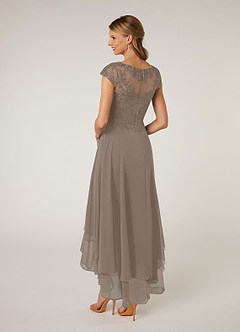 Azazie Shonda vestidos de madre de la novia Vestido de Gris Pardo de Gasa con Encaje image5