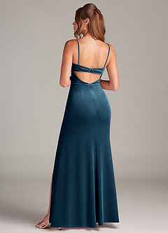 Azazie Leonis Bridesmaid Dresses Blue Topaz Mermaid Strapless Velvet Dress image5
