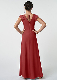 Azazie Claudine Junior Rust A-Line Pleated Chiffon Dress image2