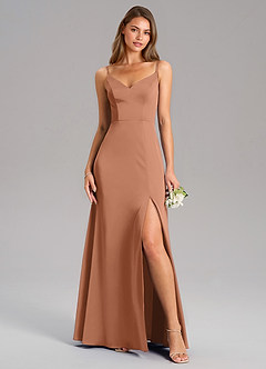 Azazie Talina Bridesmaid Dresses Bronzer A-Line Stretch Satin Dress image5