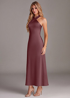 Azazie Doretta Bridesmaid Dresses Sangria Mermaid Pleated Stretch Satin Dress image4