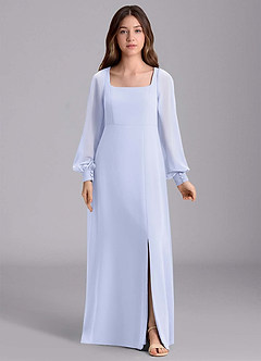 Azazie Bondi Junior Jurk van Chiffon met A-Lijn Blouson Lavendel image7