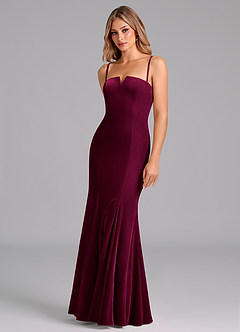 Azazie Yinnie Bridesmaid Dresses Cabernet Mermaid Strapless Velvet Convertible Dress image7