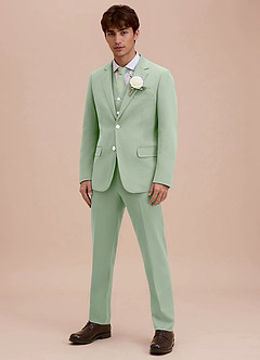 front Ethan Stoffige Salie Verfijnd geweven 3-delig pak