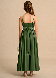 Azazie Pebbles Junior Formal Flower Girl Klänningar Klä A-Line i Matt satäng Plisserad image2