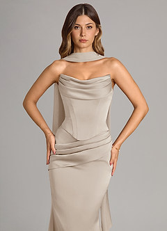 Azazie Sorrel Bridesmaid Dresses Frost Mermaid Strapless Stretch Satin Convertible Dress image5
