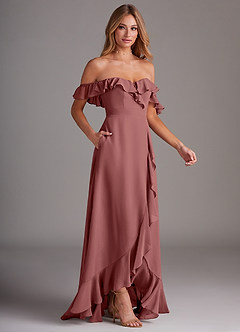 Azazie Lyra Bridesmaid Dresses Amethyst A-Line Chiffon Convertible Dress image6