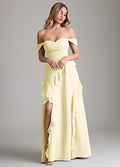 Azazie Sloane Bridesmaid Dresses Lemon Sorbet A-Line Sweetheart Neckline Chiffon Dress image4