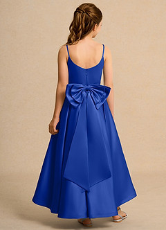 Azazie Sweets Junior Formal Flower Girl Dresses Royal Blue A-Line Pleated Matte Satin Dress image2