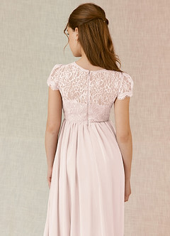 Azazie Delevingne Junior Robe Trapèze en Mousseline de soie Dentelle Rose Pétale image5