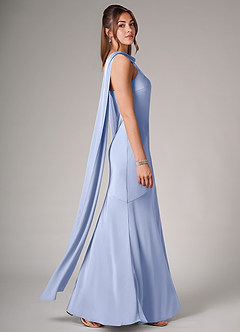 Azazie Kinsley Bridesmaid Dresses Ice Mermaid Side Slit Stretch Satin Dress image6