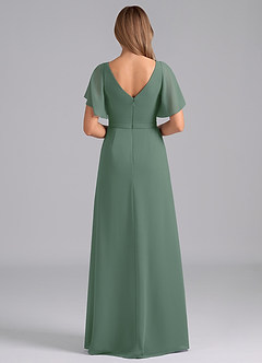 Azazie Ambrosia Bridesmaid Dresses Eucalyptus A-Line Pleated Chiffon Dress image6