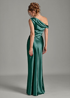 Azazie Emerson Brudtärnklänningar Klä av Sjöjungfru i Metallisk satin Av axeln Tallgrön image2