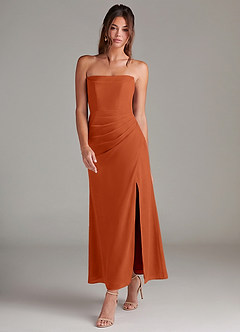 Azazie Leonis Bridesmaid Dresses Burnt Orange Mermaid Strapless Chiffon Convertible Dress image7