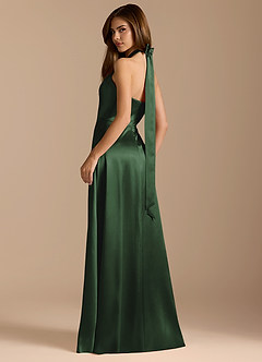 Azazie Tracie Bridesmaid Dresses Eucalyptus A-Line Pleated Metallic Satin Dress image9