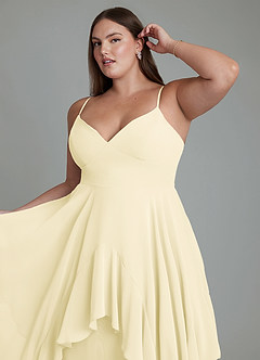 Azazie Zaina Bridesmaid Dresses Lemon Sorbet A-Line Chiffon Dress image12