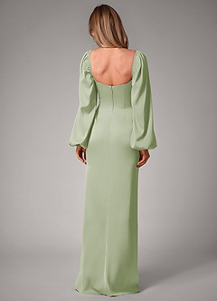 Azazie Sonata Bridesmaid Dresses Dusty Sage Sheath Long Sleeve Stretch Satin Convertible Dress image2
