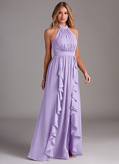 Azazie Avary Bridesmaid Dresses Lilac A-Line Pleated Chiffon Dress image5