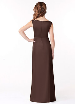 Azazie Sadia Junior Auburn A-Line Pleated Stretch Satin Dress image3