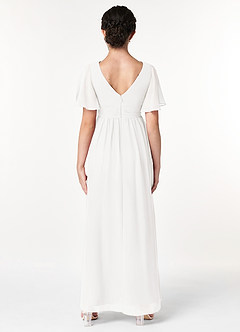 Azazie Temeka Junior Ivory A-Line Pleated Chiffon Dress image2