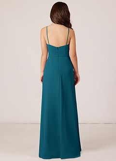 Azazie Kaylee Junior Ink Blue A-Line with Belt Chiffon Dress image2
