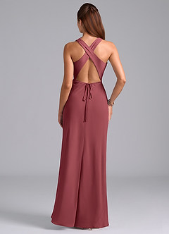Azazie Evadne Bridesmaid Dresses Merlot A-Line Pleated Chiffon Dress image7