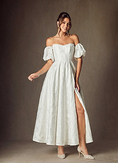 Azazie Clotille Trouwjurken Jurk van Burnout-Jacquard Met Bloemen met Baljurk Sweetheart Halslijn Diamant Wit image1