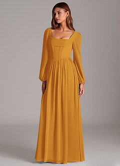 Azazie Maree Bridesmaid Dresses Butterscotch A-Line Corset Chiffon Dress image1