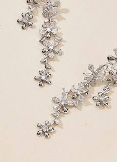 front Blooming Flower Rhinestone Long Necklace