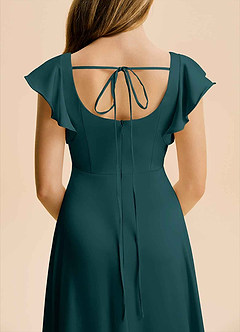 Azazie Bondi Junior Pine A-Line Side Slit Stretch Satin Dress image6