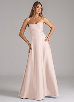 Azazie Valentine Jurken voor bruidsmeisjes Jurk van Stretch Satijn met A-Lijn Korset Blozend Roze image4