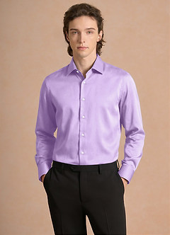 front Julian Lila Camisa de vestir de satén elástico