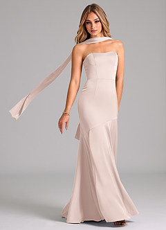 Azazie Shiloh Bridesmaid Dresses Blushing Pink Mermaid Strapless Stretch Satin Convertible Dress image1