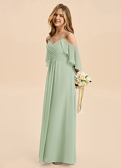 Azazie Nolana Junior Dusty Sage A-Line Pleated Chiffon Dress image4
