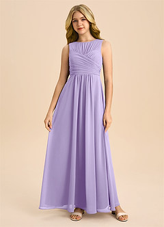 Azazie Skyla Junior A-Linie Plissee Chiffon Kleid Flieder image3