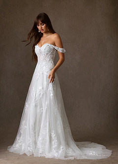 Azazie Florentina Wedding Dresses Diamond White A-Line Sweetheart Sequins Tulle Dress image8