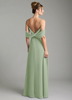 Azazie Mercedes Jurken voor bruidsmeisjes Jurk van Chiffon met A-Lijn Off the Shoulder Stoffige Salie image2