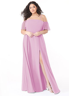 Azazie Sue Vestidos de damas de honor Vestido de Rosa Caramelo de Gasa de Corte en A Convertible con Vestidos sin tirantes image6