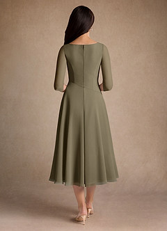 Azazie Durant vestidos de madre de la novia Vestido de Verde Sauce de Gasa de Corte En A con Plisado image3