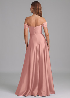 Azazie Seriana Bridesmaid Dresses Rosette A-Line Off the Shoulder Stretch Satin Convertible Dress image5