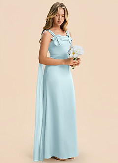 Azazie Chelsea Junior Cloud Blue Sheath Pleated Stretch Satin Dress image6
