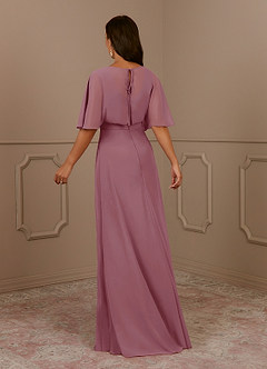 Azazie Oksana Kleider für die Brautmutter A-Linie V-Hals Gefaltet Chiffon Kleid Vintage Mauve image3