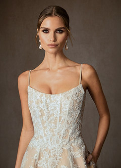 Azazie Layla Robes de mariée Robe Princesse en Dentelle Sans bretelles Diamant Blanc Champagne image4