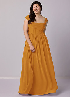 Barbie ♥ Azazie Bridesmaid Dresses Butterscotch A-Line Corset Chiffon Dress image12