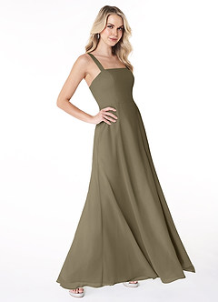 Azazie Jay Brautjungfernkleider A-Linie Quadratischer Ausschnitt Seitenschlitz Chiffon Kleid Weidengrün image3