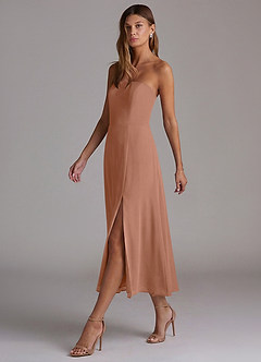 Azazie Wren Bridesmaid Dresses Bronzer A-Line Strapless Chiffon Dress image3