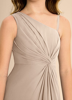 Azazie Brooke Junior Taupe A-Line Side Slit Chiffon Dress image7