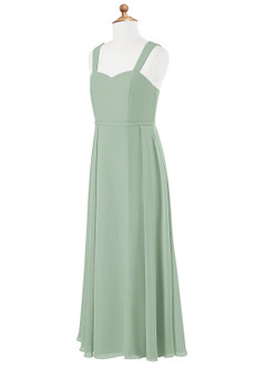 Azazie Simoan Junior Abito A-Line in Chiffon Scollo a Cuore Agave image6