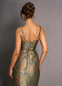Vestido Verde Azulado Vintage Largo Calantha image7