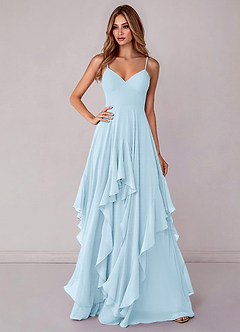 Azazie Zaina Brautjungfernkleider A-Linie Chiffon Kleid Himmelblau image1